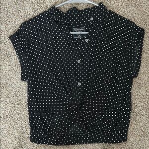 Abercrombie & Fitch Black Button Down Short Sleeve Top